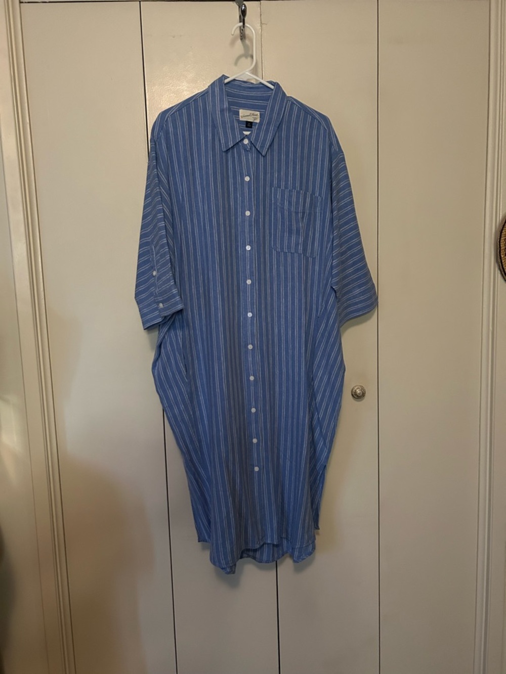 Universal Threads Blue Vertical Stripe Button-Down Shirt Dress